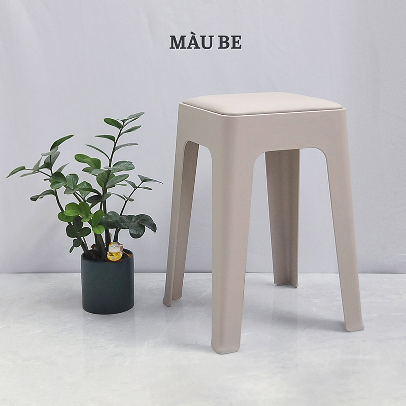 Ghế đôn nhựa đúc có nệm MT10 be