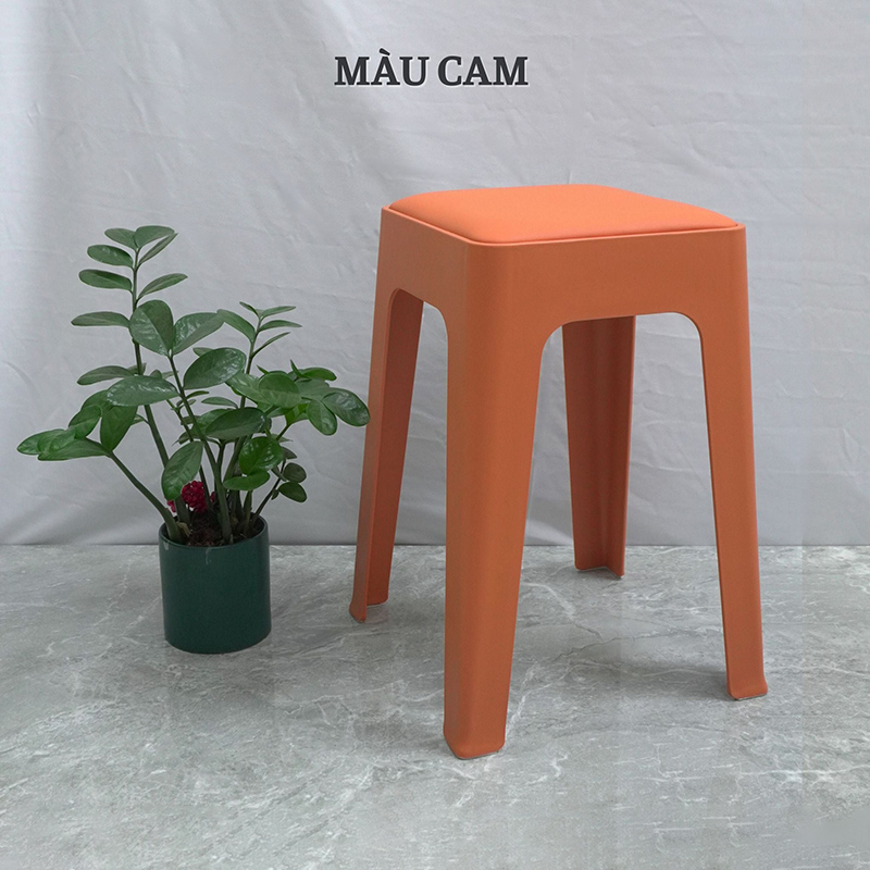 Ghế đôn nhựa đúc có nệm MT10 cam