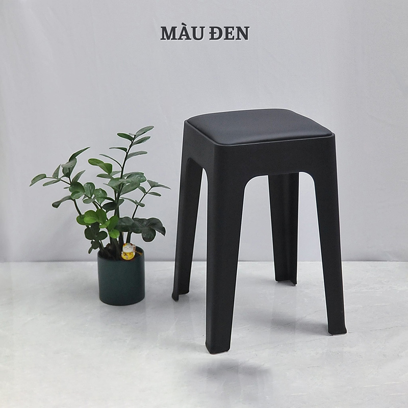 Ghế đôn nhựa đúc có nệm MT10 đen