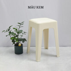 Ghế đôn nhựa đúc có nệm MT10 kem