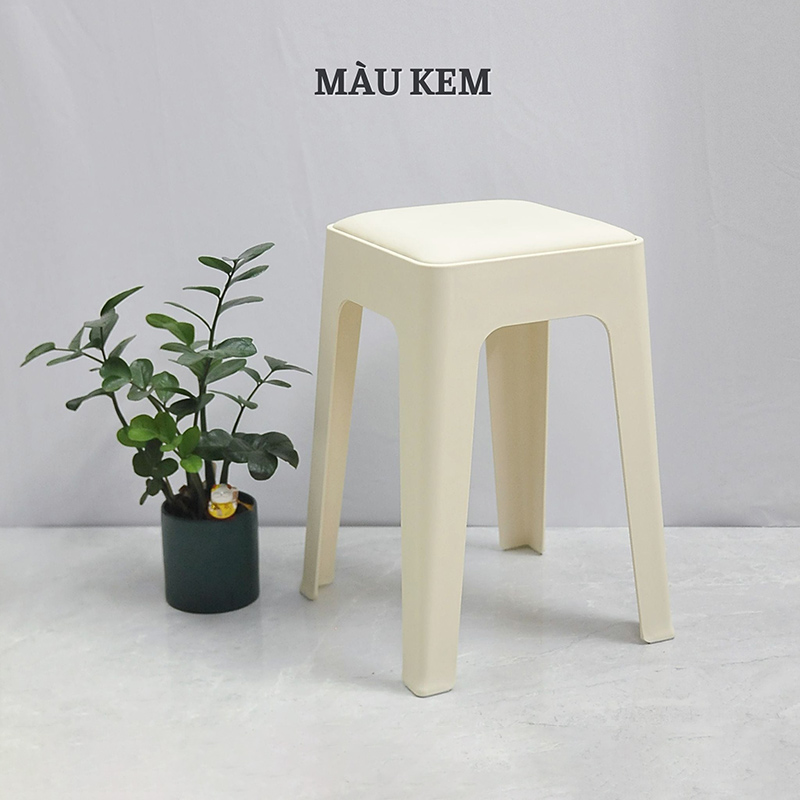 Ghế đôn nhựa đúc có nệm MT10 kem