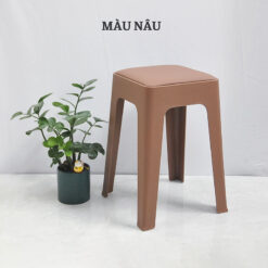 Ghế đôn nhựa đúc có nệm MT10 nâu