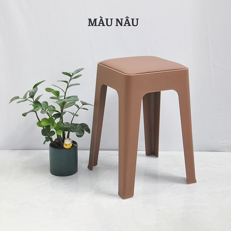 Ghế đôn nhựa đúc có nệm MT10 nâu