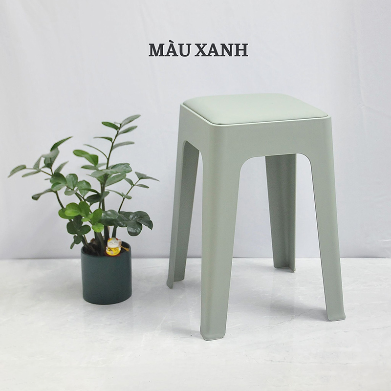 Ghế đôn nhựa đúc có nệm MT10 xanh